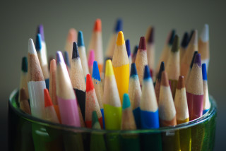 Colored pencils on table childs - a childs drawing free wallpaper