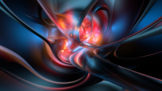 Blue red swirls abstract fractals - a red center free wallpaper