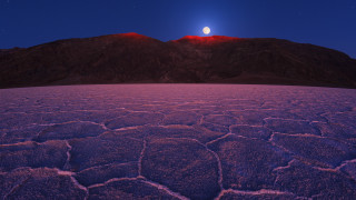 Desert mountains fullmoon night sky - the horizon free wallpaper