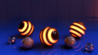 Balls blue floor red light - a group of balls free wallpaper