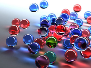 Colorful glass balls floating table - ray free wallpaper