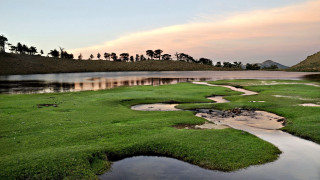 Grassy pond hills dawn land - a few hill free wallpaper