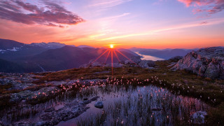 Sunset mountain lake city clouds - david paton free wallpaper