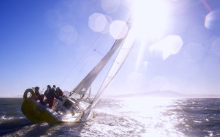 Sailboat group ocean sunny lens - shining free wallpaper