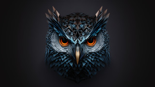 Owl orange eyes stylized polygonal - orange eye free wallpaper