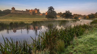 Castle lake grassy field arts 2 - a lake in front free wallpaper