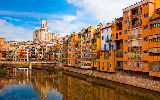 City river bridge clocktower synthetism - a city next free wallpaper