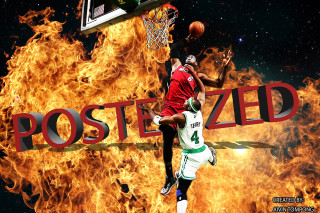 Basketball player dunking fire background - a basketball player free wallpaper