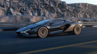 Black sports car mountain road - unreal engine free wallpaper for desktop