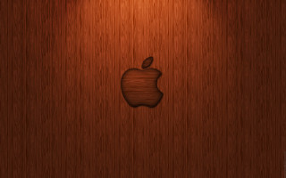 Wooden wall apple logo light - side and a light free wallpaper