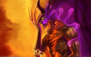 Demonic horned creature purple light - a demonic looking creature free wallpaper