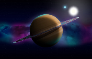 Saturn ring stars sun space - planet free wallpaper