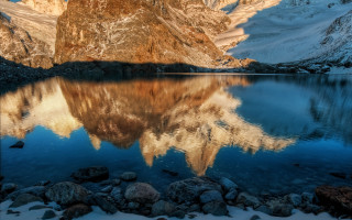 Mountain reflection snowy lake planet - reflection free wallpaper for desktop