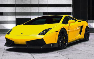 Yellow sports car parking lot 3 - the side free wallpaper