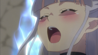 Woman mouth open tongue blue - effect free wallpaper