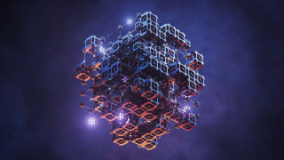 Cube purple glow blue sky - cinema 4 d free wallpaper