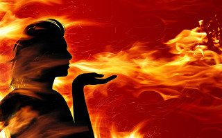 Fire woman flames smoke autumn - flame and smoke free wallpaper