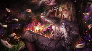 Gothic flower field woman lantern - a lantern free wallpaper for desktop