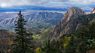 Mountain range trees cloudy sky - murata range free wallpaper