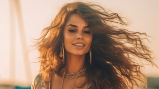 Woman long hair earrings smiling 4 - long hair and earrings free wallpaper