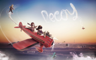 Red plane people sky dear - a word free wallpaper