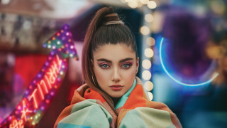 Woman bun colorful jacket neon - a bun free wallpaper for desktop