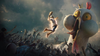 Chicken jumping girl crowd night - clint cearley free wallpaper