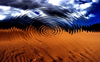 Sky clouds spiral sand ocean - abstract illusionism free wallpaper
