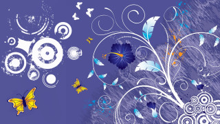 Blue butterflies swirls abstract airbrush - white swirl free wallpaper