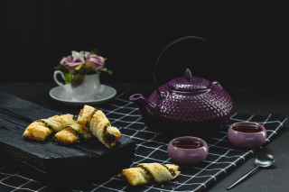 Purple teapot plate food pastel - food photography free wallpaper