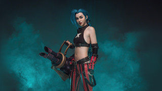 Blue hair topless woman metal - a large metal object free wallpaper