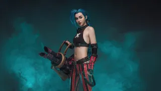 Blue hair topless woman metal - blue free wallpaper