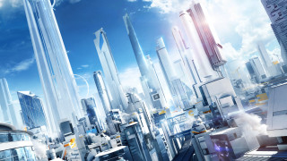 Futuristic city skyscrapers train urban - the track free wallpaper