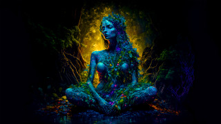 Woman lotus pose flower water - plant free wallpaper