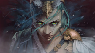 Blue haired horned man white - a white coat free wallpaper