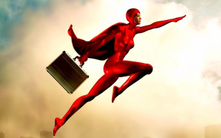 Flying man red suit briefcase - a briefcase free wallpaper
