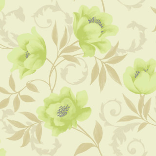 Floral wallpaper green flowers cream - a green stem free wallpaper for tablet