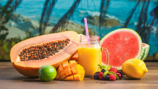 Orange juice fruit watermelon beach - a jar free wallpaper