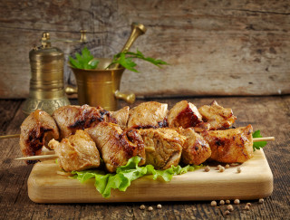 Wooden cutting board meat lettuce - free holidays wallpaper
