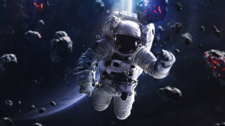 Astronaut debris aurora moon milkyway - an astronaut free wallpaper