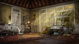 Room bed table trash window - digital painting free wallpaper