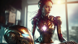 Woman armor robot table photorealism - artstation hq free wallpaper