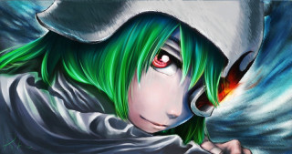 Aya goda green hair red - a red eye free wallpaper