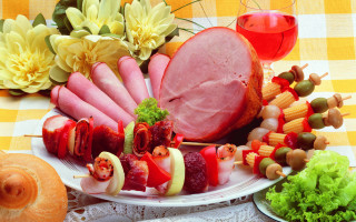 Plate food meat vegetables wine - it next free wallpaper