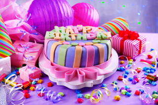 Birthday cake candles decorations balloons - a birthday cake free wallpaper