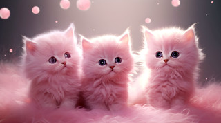 Three kittens pink fluffy animals - three kitten free wallpaper