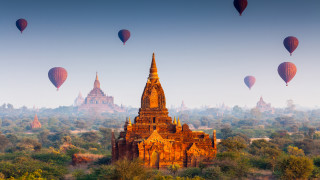 Hot air balloons skyline autumn - a large group free wallpaper