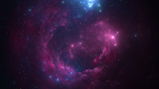 Cosmic star filled space neon - blue center free wallpaper for desktop