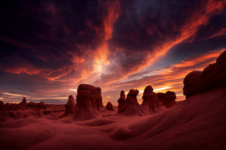 Sunset desert rocks clouds red - a sunset over a desert free wallpaper