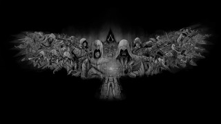 Black white wings group abstract - their head free wallpaper for desktop